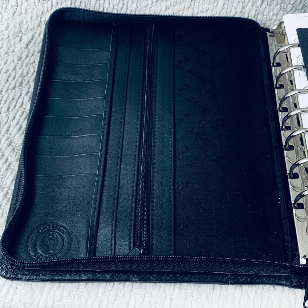 Collins Personal Organizer Unisex Black Leather 0582.18 Zippered 6-Ring‎ Planner